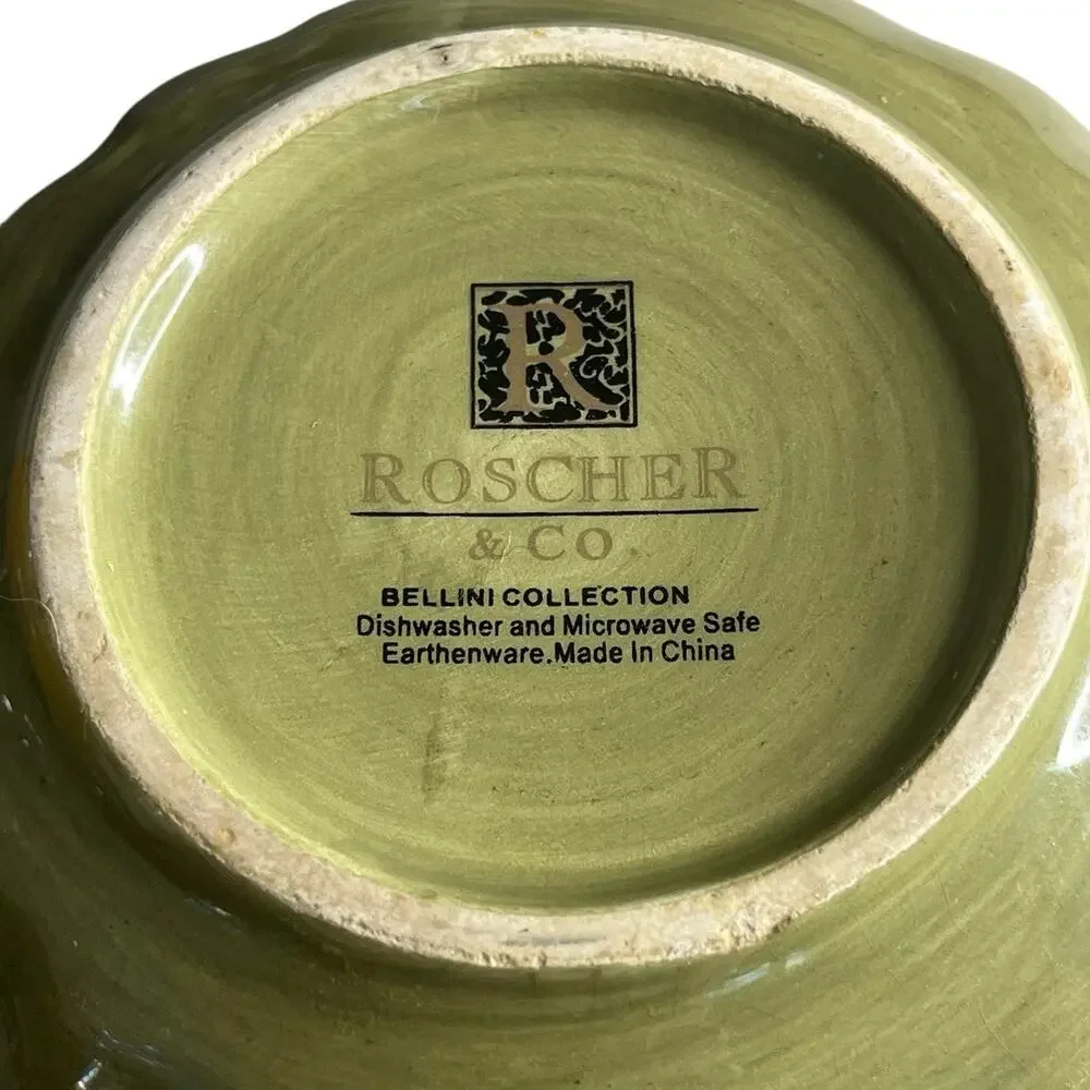 Set of 2 Vintage Roscher & Co. Bowls Bellini Collection Stoneware Green Yellow